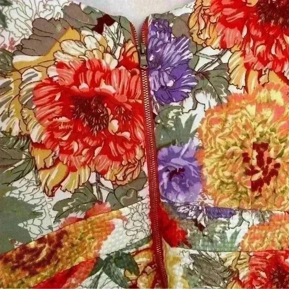 Danny & Nicole Sleeveless Gold Floral Pleated Pocket Flare Midi Dress 10 Large - Picture 7 of 7